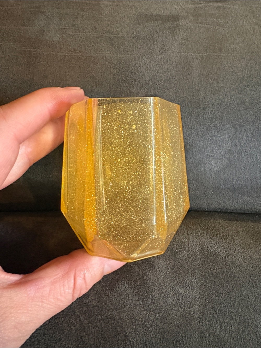 Resin Gold Glitter Hexagon Vase